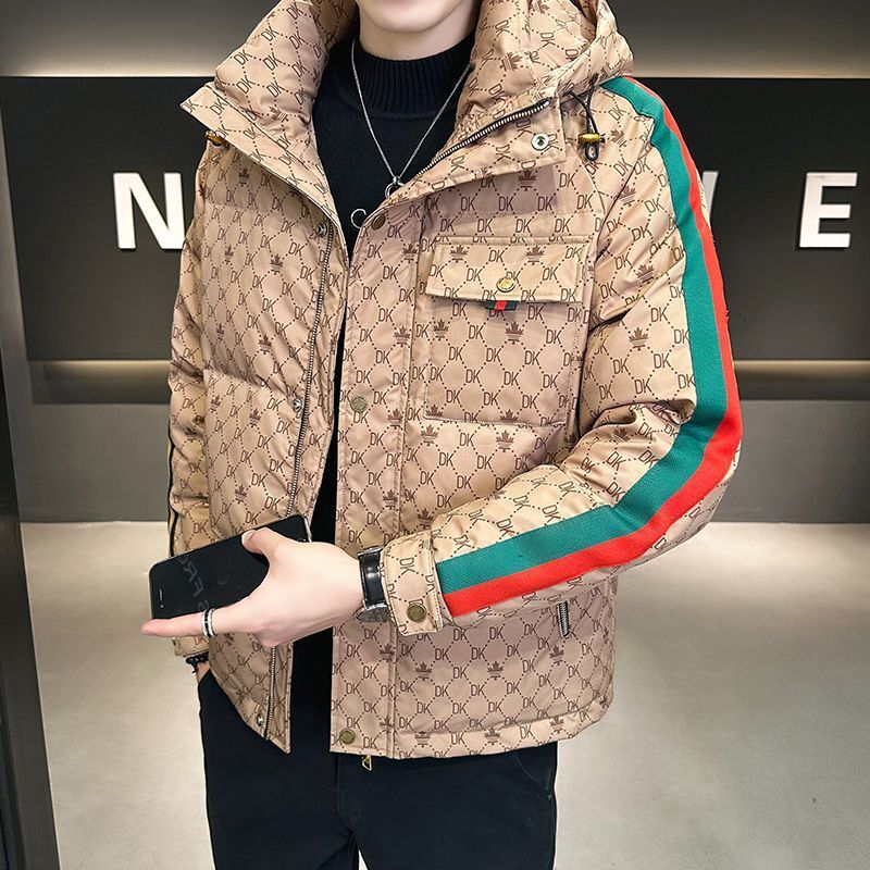Winter Cotton Jacket For Men, New Casual Trendy Brand Hooded Down Jacket, Warm And Thickened Coat