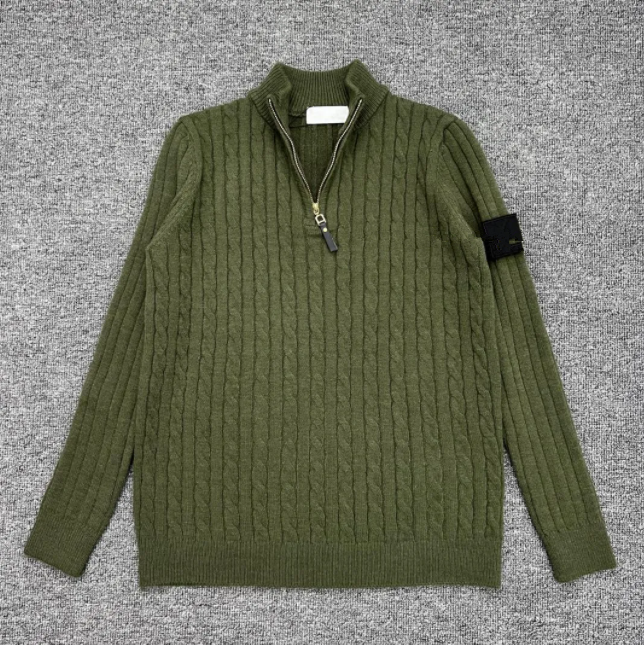 Autumn winter new Men's Sweaters long-sleeved twist half-high collar zipper Knitted sweater Jumpers Mens Casual base clothes