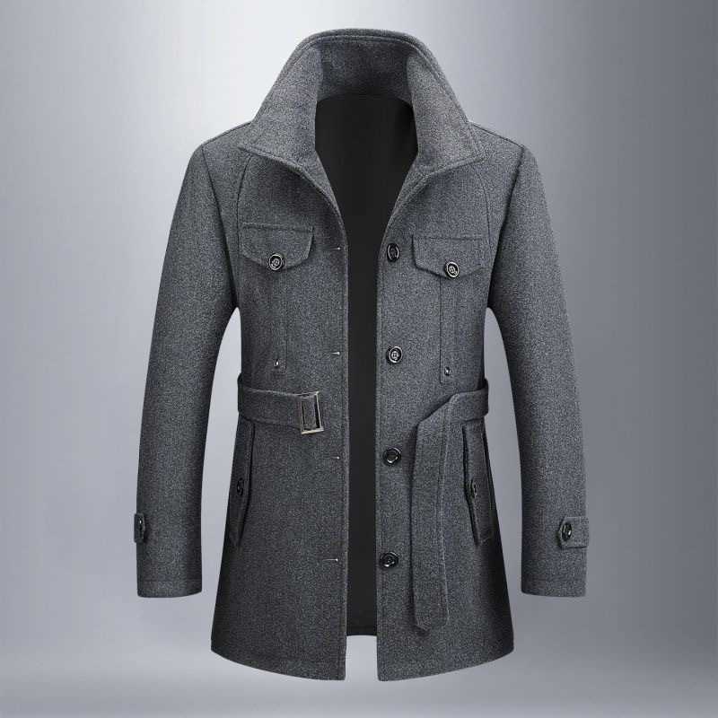 Autumn/Winter Men's Wool Blends New Fashion Trend Thickened Warm Long Woolen Coat Men's Casual Loose Sports Plus Size Jacket D260921