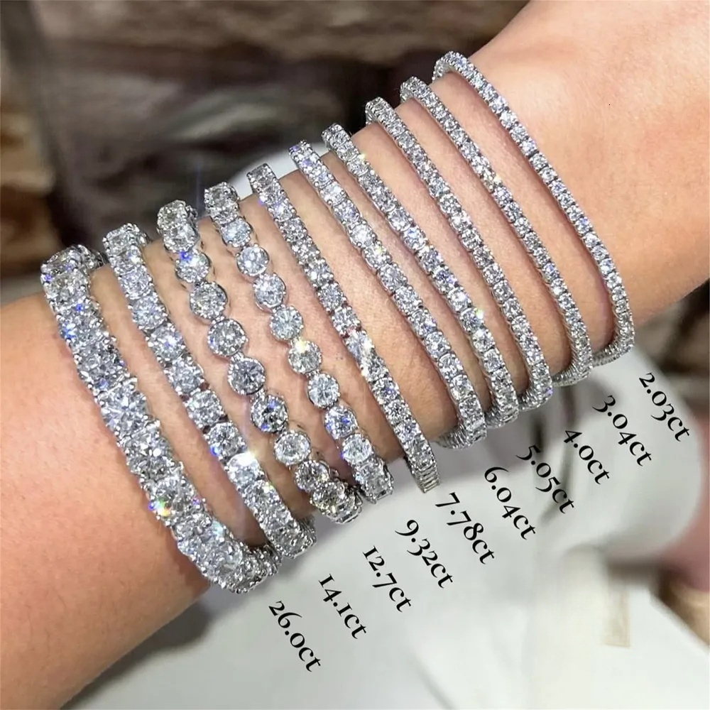 Customized Classic Style 10k Real Gold 2mm 3mm 4mm 5mm Luxury Hip Hop Jewelry D Color Lab Grown Diamond Tennis Chain Bracelets