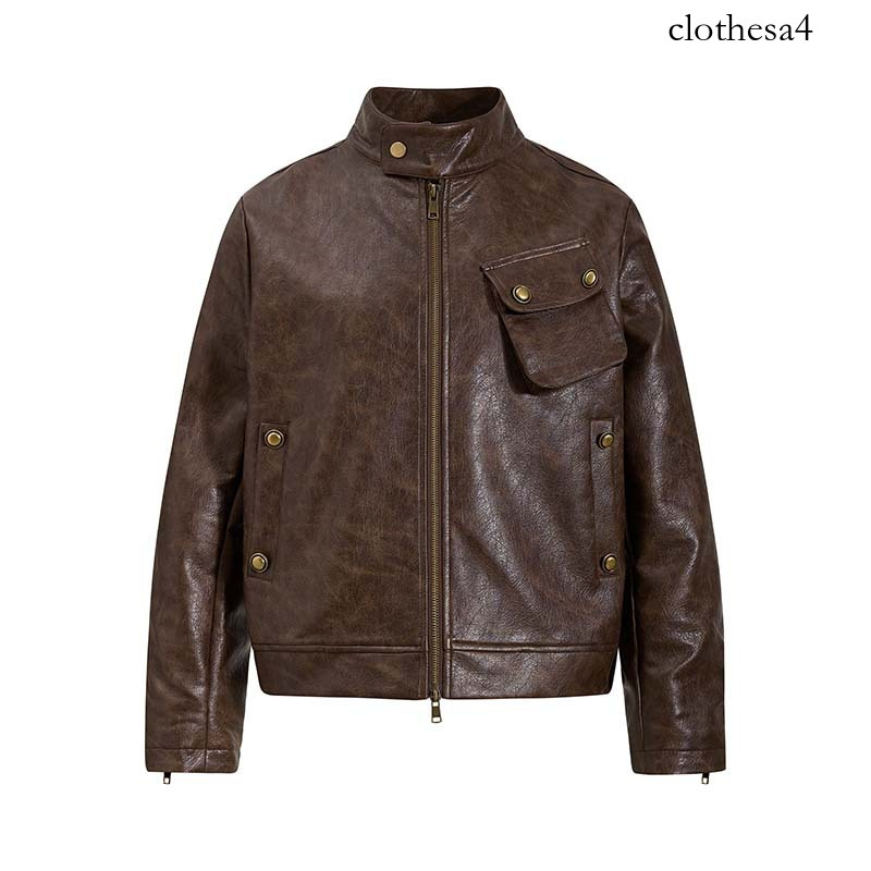 2026 autumn/winter new collection: high-street American-style solid-color, minimalist PU with sophisticated design, a trendy leather jacket for men