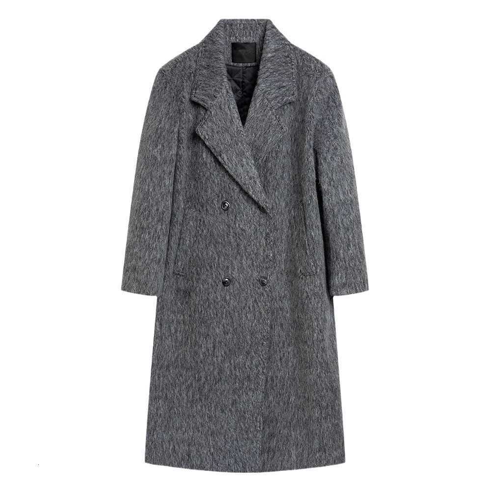 Spring Men's Wool Blends 2026 Autumn Winter Long Gray Oversized Thickened Warm Soft Wool Blends Coat Men Double Breasted Korean Fashion D260921