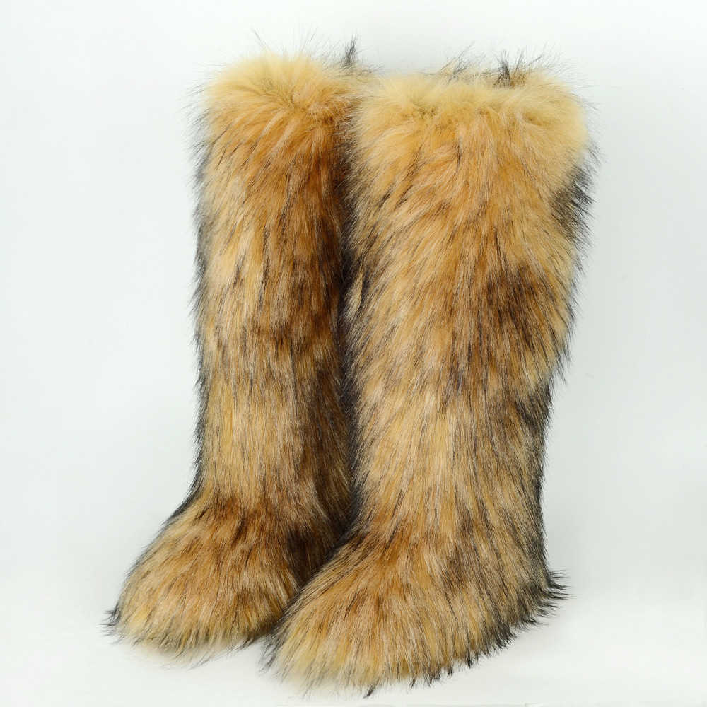 Botas de nieve peludas, botas altas cálidas, botas cortas de piel sintética de invierno a media pantorrilla, botas de felpa, Botas Largas para mujer