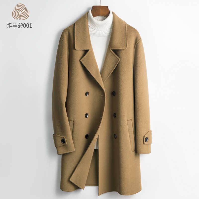wool Men's Wool Blends coat men's medium-length all-wool windbreaker winter new casual double-sided woolen coat D260921
