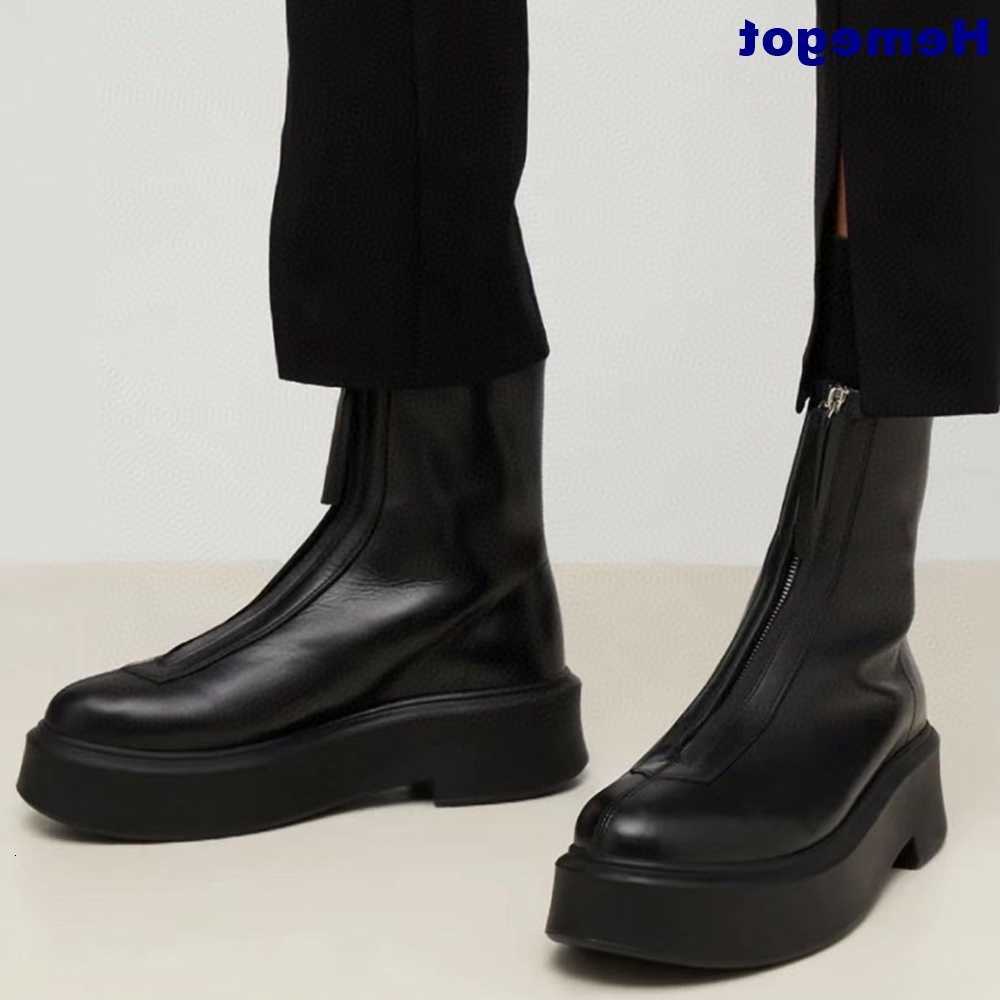Style Boots Genuine Leather British Short Boots 2024 Spring Outdoor Casual Office Round Toe Zip Thick Sole Boots Fashion Womens Boots H260921