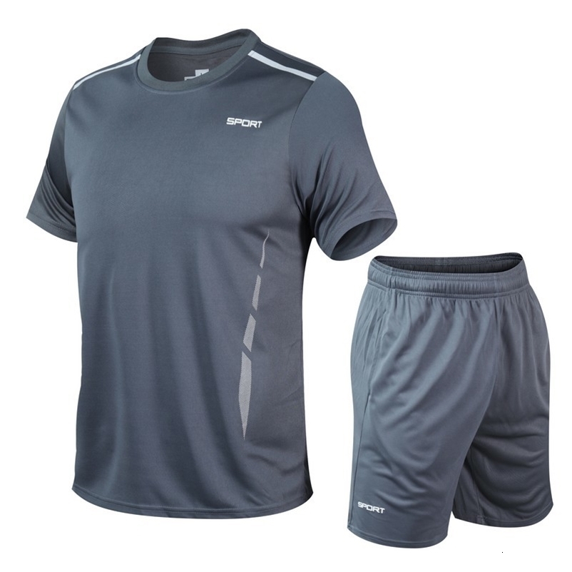 CHRLCK Men's Quick Drying Running Sets Breathable Hiking Fishing T-Shirt Short Soft Elasticity Gym Fitness Suits Outdoor Sports 260918CJ