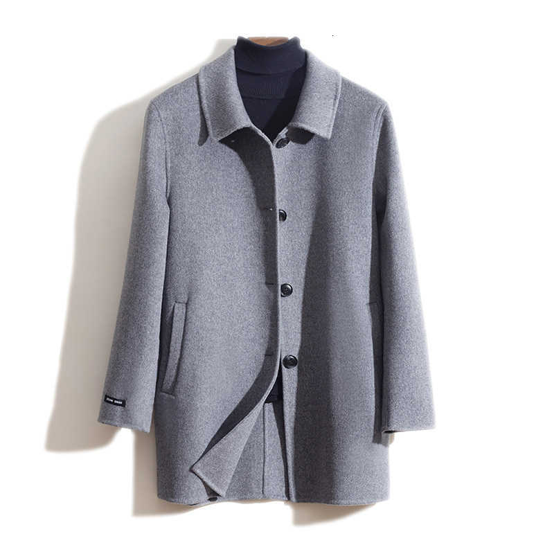 Wool Blends Men'S New Men's Autumn And Winter Double-Sided Cashmere Coat Mid-Length Loose Fit 100% Pure Wool Single-Breasted Trench Coat D