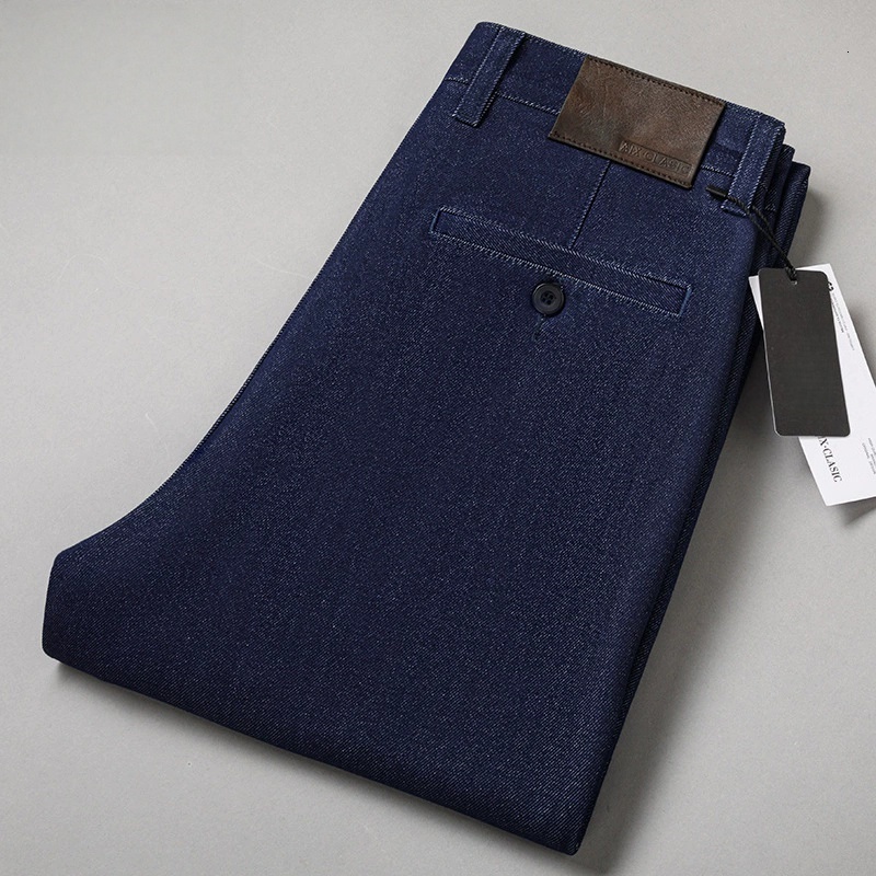 Men's Straight Leg Jeans Streetwear Blue/Black Casual Loose Fit Thick Denim Mid-Rise Trousers for Spring Sizes 40-44 26L0921