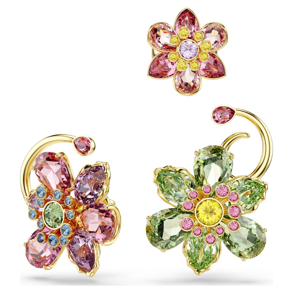 Elegant Flower Butterfly Jewelry Set Gold Plated Necklaces Bracelet Ring Earring Women Fashion Luxury Crystal Rhinestone Gift Wedding Party Daily We