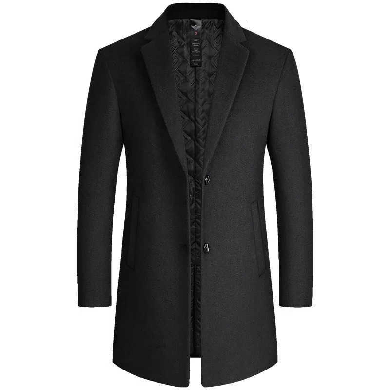 Winter Men's Wool Blends BROWON Woolen Coat Men 2026 Solid Turn-Down Collar Trench Coats Mens Overcoat Long Jacket for Men Gabardina Hombre D26