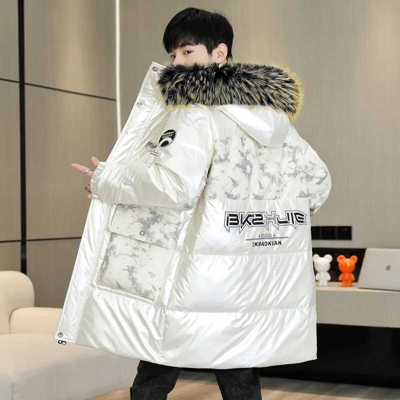 Casual Winter Men's Mid-Length Hooded Cotton-Padded Jackets Streetwear Fur Collar Detachable Warm Coats Windproof Thicken Parkas Q260921