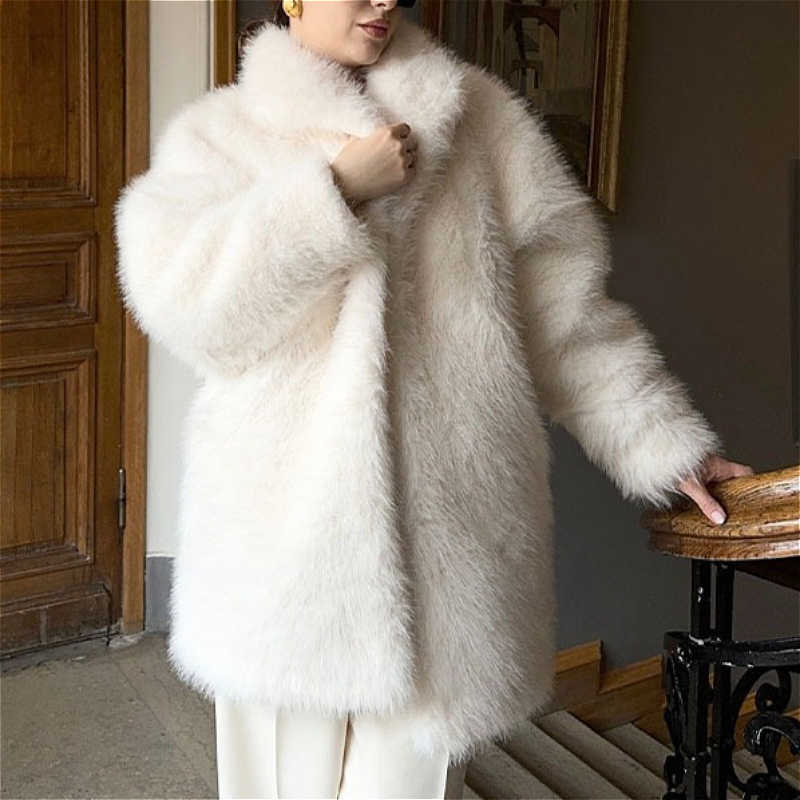 Faux Women Fur Coats id Lenth Solid Fce Jackets Long Sves Covered Button Thick Straight Elegant Casual 2026 Autun Winter D260921