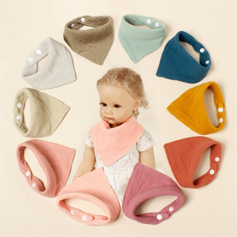 5pcs Baby Adorable Bandana Bibs born Muslin Cotton Feeding Drooling Bibs 4-Layers Burp Cloth Solid Color Triangle Bibs260916