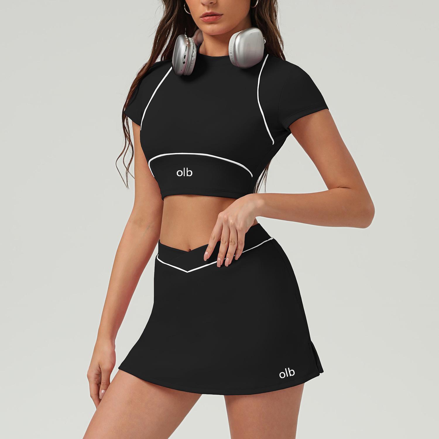 2026 hot selling sports city wind tennis skirt outdoor quick drying exercise yoga short sleeved set, women's 26Y0921