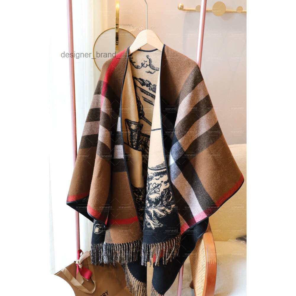 Luxury Female Scarves Autumn Winter Women Designer Fashion Batwing Sleeve Coat Plaid Poncho Scarf Shawl Double-sided Styles And Colors