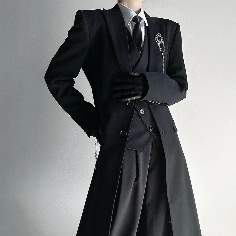 2026 Winter Men's Solid Color Long Trench Coat American Retro Fashion Trendy High Street Casual Loose Simple Niche Top 260920
