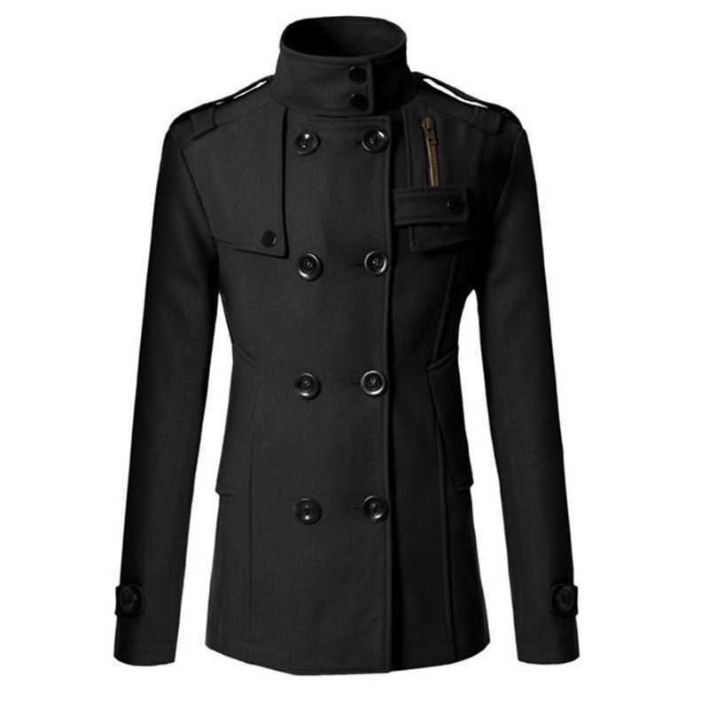 Wool Blends Autumn Winter Men's New Fashion Men's Solid Color Double-breasted Long Sleeve Casual Business Trendy Wool Jackets Male Clothes