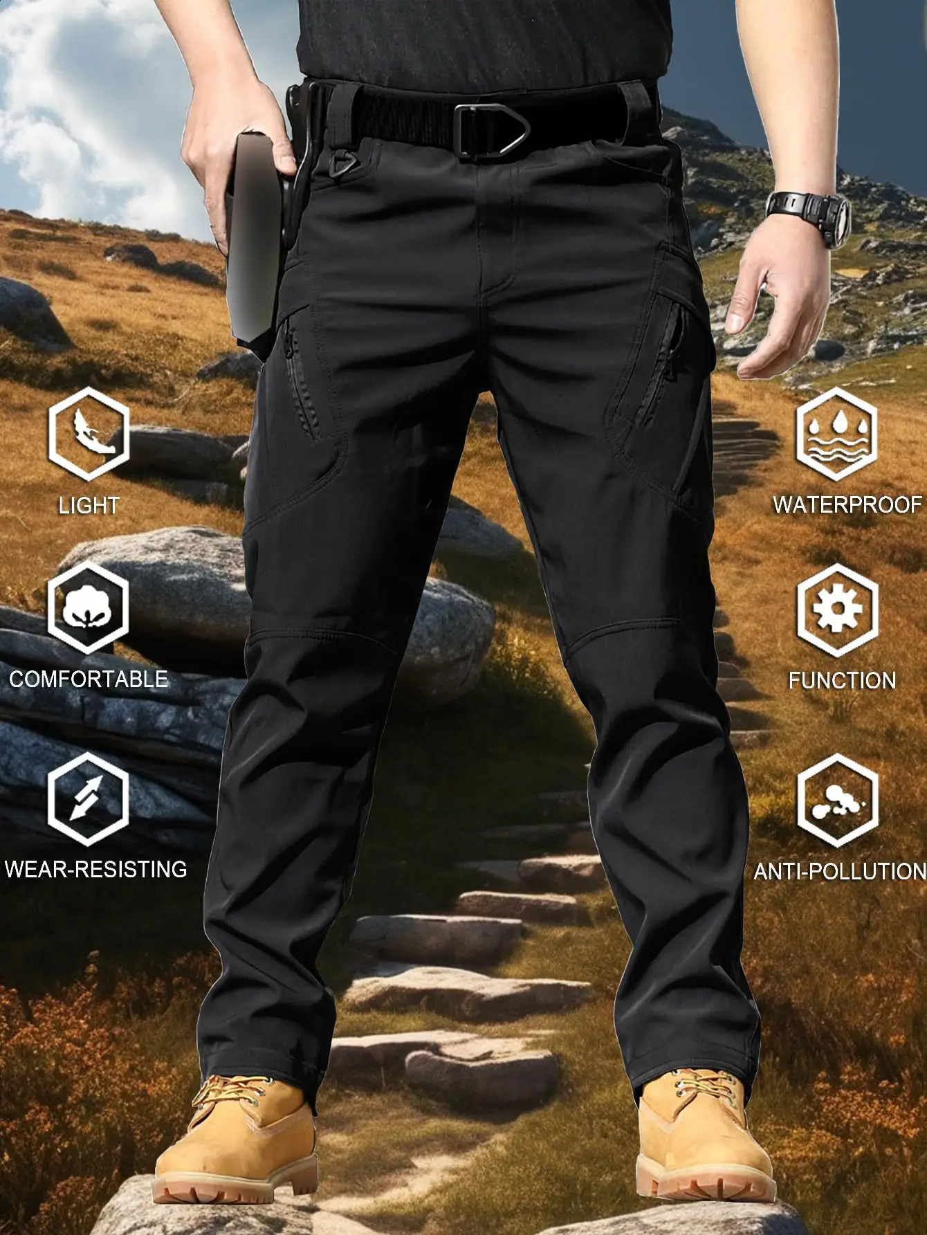 Casual Men Pants Summer Multiple Pockets Cargo Quick Dry Thin Trousers Outdoor Hiking Workout Breathable Long Pant 260921