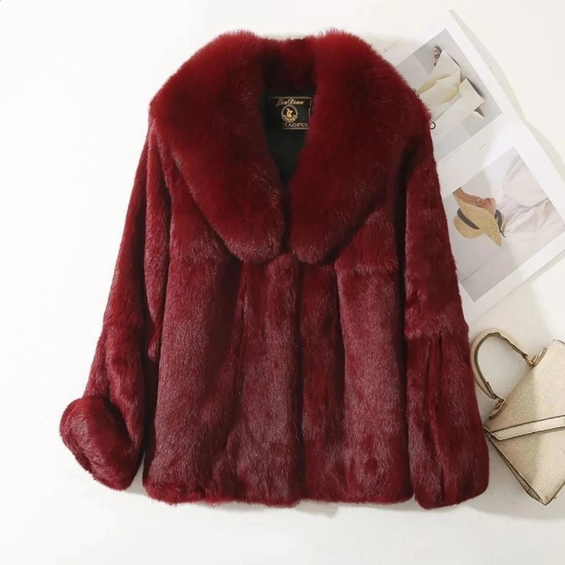 2026 Winter Fur Coat Womens Rabbit Hair Short Fox Collar Integrated Coats Female Warm Outwear 260921