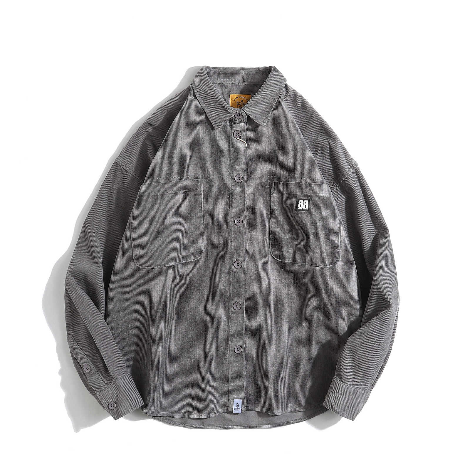 Japanese-Style Men's Casual Shirts Men's 100% Cotton Washed Corduroy Long-Sleeve Shirt Autumn Streetwear Korean-Style Loose Fit Casual Wor