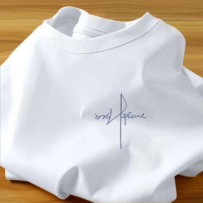 Luxurious Designer 100% Cotton Short-sleeved Men's T-shirt For Summer 2026, New Style With Printed Design, Versatile And Loose Fit.