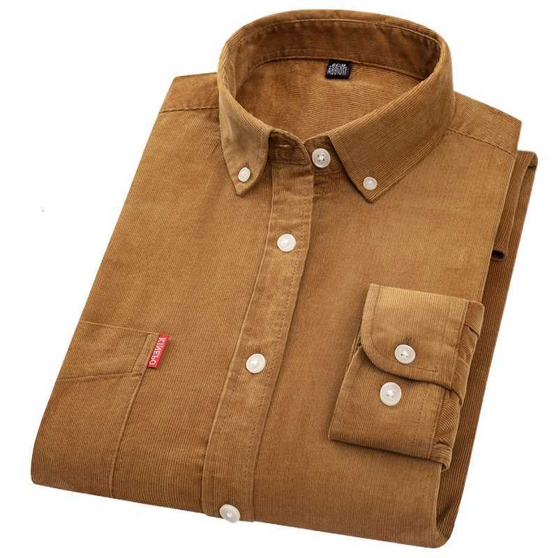 Casual Shirts Retro Cotton Men's Corduroy Warm Winter Shirt Mens Long Sleeve Casual Soft Comfortable Pocket Dress Shirts for Male Blouse Clothe