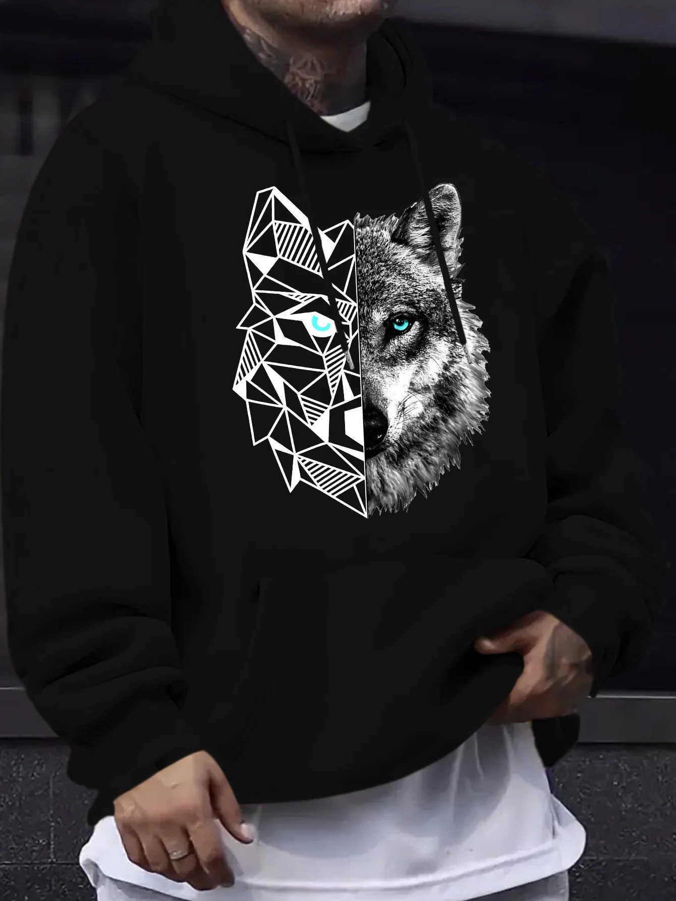 Casual Men's Hoodies style Sweatshirts fashionable hoodie with wolf head print perfect choice for autumn and winter seasons casual wear for men