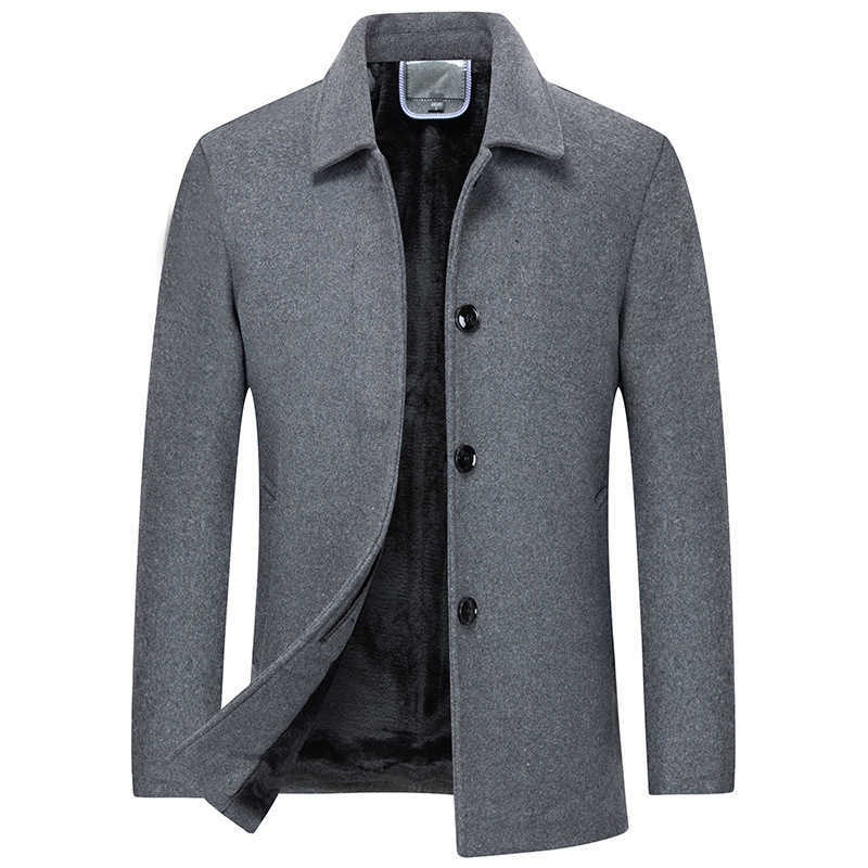 Wool Blends New Mens Men's Fleece Warm Winter Coats Men Wool Blends Cashmere Trench Coats Solid Male Business Casual Wool Outewear D260921