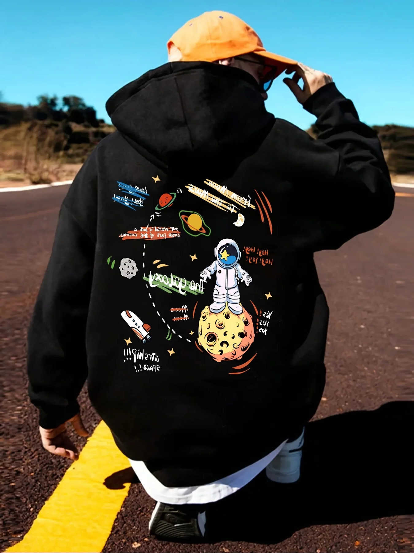 Men's Sweatshirts Men's Galaxy Hoodies Space Print Hoodie Sweatshirt Astronaut Graphic Oversized Streetwear Casual Sportswear Pullover Fal