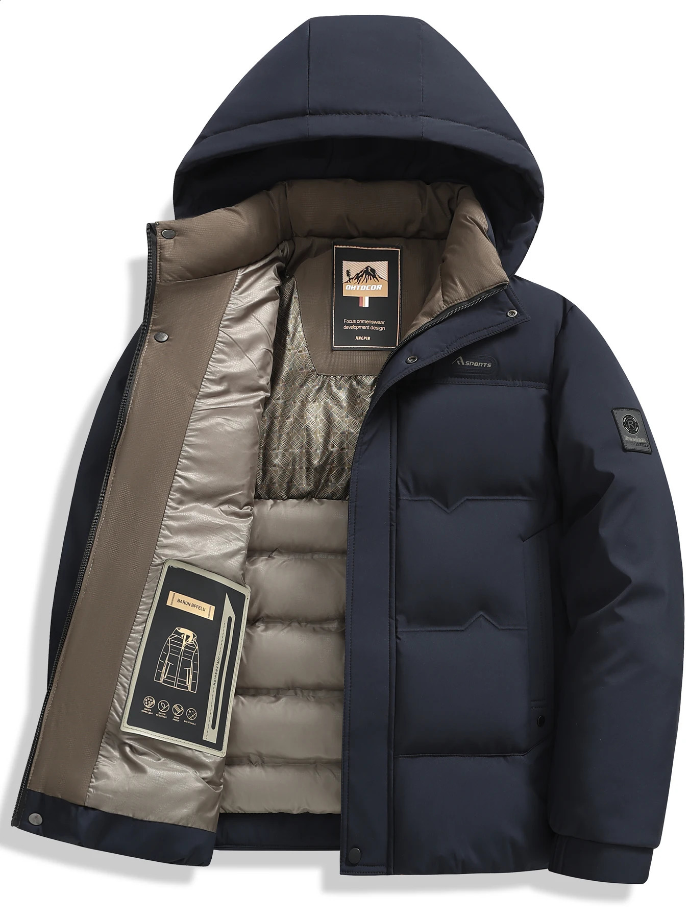 2026 Winter Style Men's Detachable Hat Casual Business Cotton Jacket Warm Outdoor Clothing for Men 260920