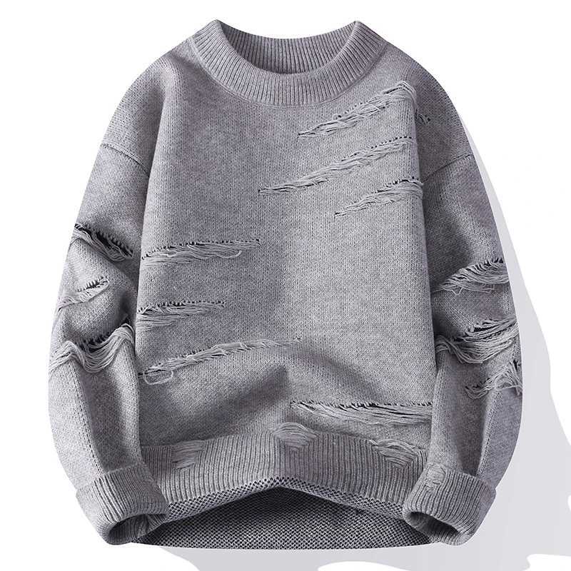Personalized Crew Neck Sweater for Men Autumn and Winter Trendy Brand Cool Loose Knitwear Japanese Retro Lazy Style Sweater J S260921CXD9