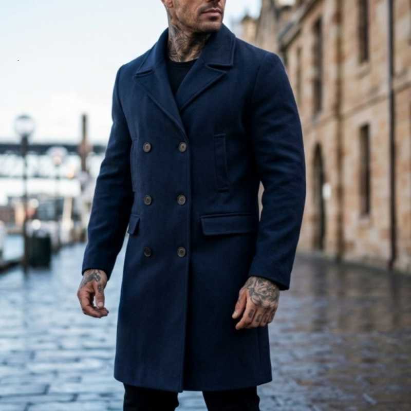 Winter Men's Wool Blends Mens Jackets Multi-pocket Thickened Wool-blend Overcoats Double-breasted Windproof Jackets Casual Streetwear Outerwear