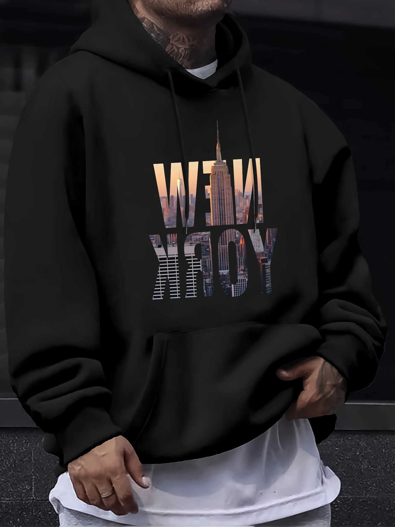 Hoodies Sweatshirts Large size Men's unisex NEW YORK print pullover hooded sweatshirt big size hip-hop handsome youth suitable for winter and a