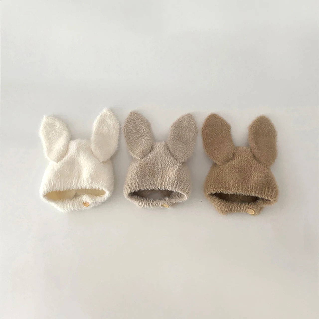 Winter Baby Earflap Hat Cute Rabbit Ear Plush Infant Boy Girl Cap Solid Color Toddler Kids Warm Ear Protection Beanie Bonnet 260920