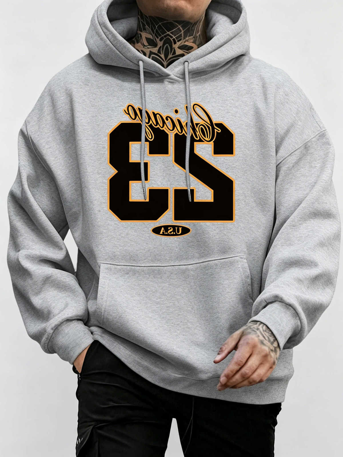 Hoodie Men's Hoodies Sweatshirts Men Sweatshirt Number Letter Print Oversize Loose Casual Long sleeve Pullover Streetwear Hip Hop Urban Trendy