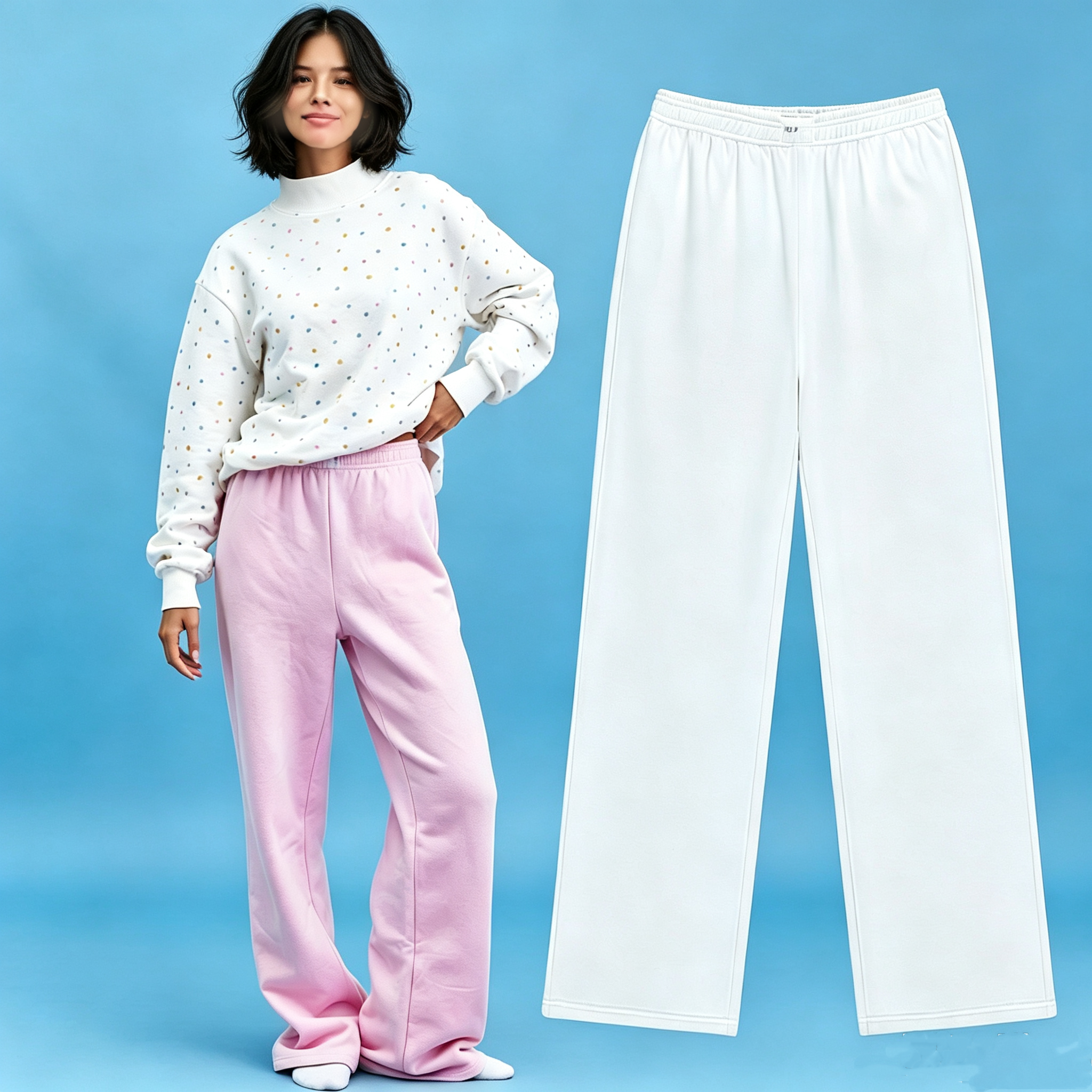 PAR E7391 – pantalon de survêtement athlétique taille moyenne, couleur unie, en coton, jambe droite, Long, pour femmes, Styles européens et améri