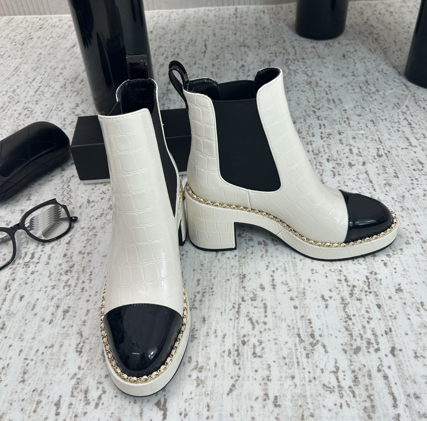 Zapatos de vestir de diseñador para mujer, botas Chelsea de lujo para mujer, tacones súper altos, Botines de cuero genuino, zapatos de plataforma pl