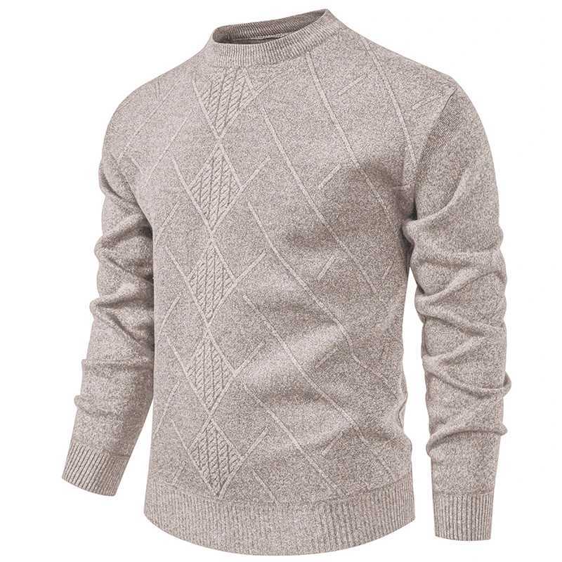 New Sweater Men Casual Knitted Pullover Solid Color Warm Regular Fit Round Neck Sweater Pullovers Mens Sweatwear Q260921