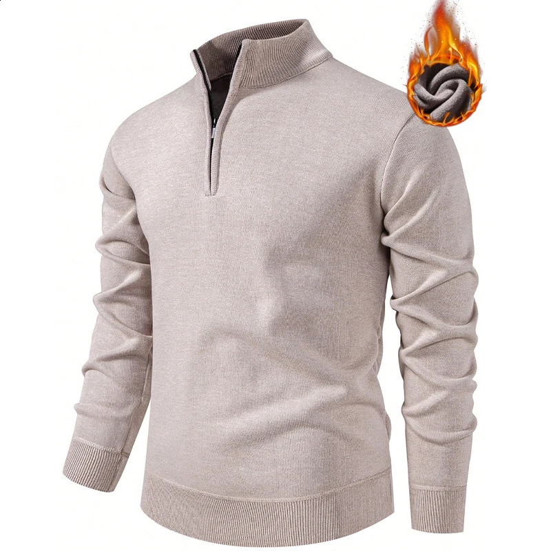 US Size Mens Knit Sweater Pullover Zip Up Fleece Knitwear Stand Collar Casual Sweaters Pullovers 260910