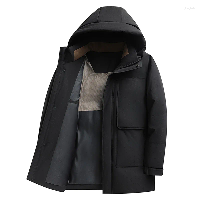 Men's Zippe Rmid-length Jacket 2026 Autumn And Winter Men Liner Down Coat Casual Hooded Versatile For Male M-3XL
