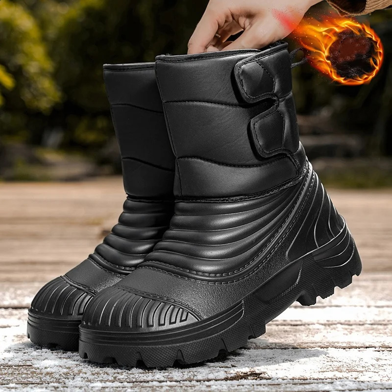 Botas de nieve altas para hombre con suela gruesa Antideslizante Impermeable Otoño e invierno Ropa de trabajo a prueba de frío Estilo motocicleta Bo