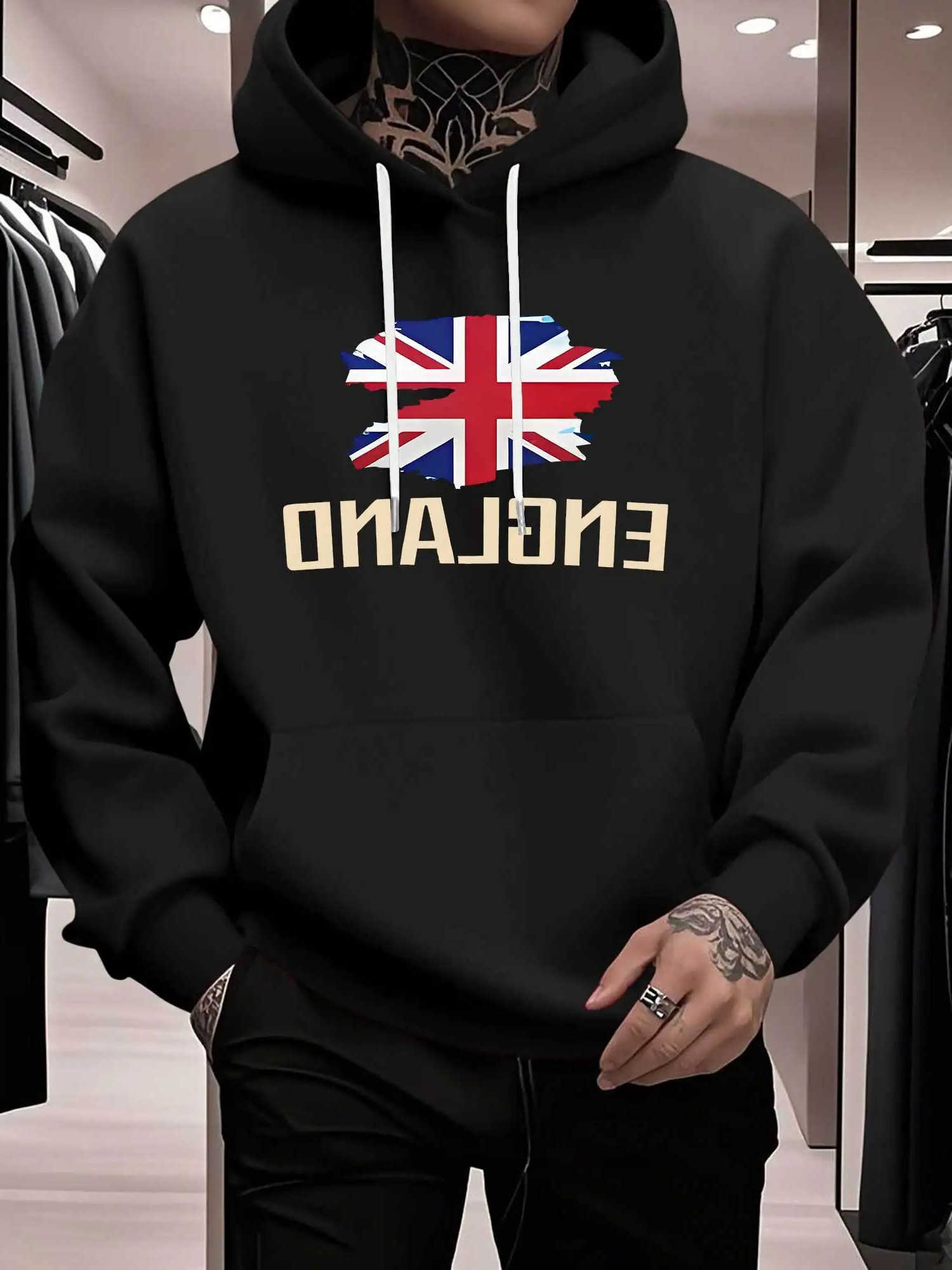 Men's Men's New Hoodies Sweatshirts UK Flag Printed Hoodie Autumn Winter Loose Long sleeve Sweatshirts Casual Sports Street Wear Oversized