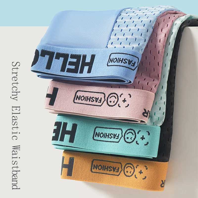 6pc Mens Boxers Shorts Ice Silk Men Panties Seamless Sexy Underwear Man Underpants Panties Male Antibacterial Breathable Briefs Q260921