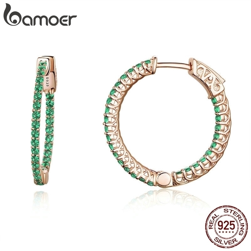 Genuine 925 Sterling Silver Classic Round Circle Green CZ Stud Earrings for Women Wedding Engagement Jewelry SCE511 260920