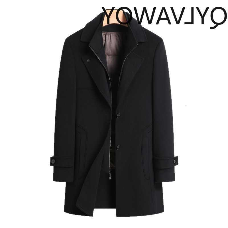 70% QYLVAWOY da uomo in misto lana Cappotto di lana Autunno Inverno Cappotti per uomo Abbigliamento Cappotto di lana double face Piumino staccabile