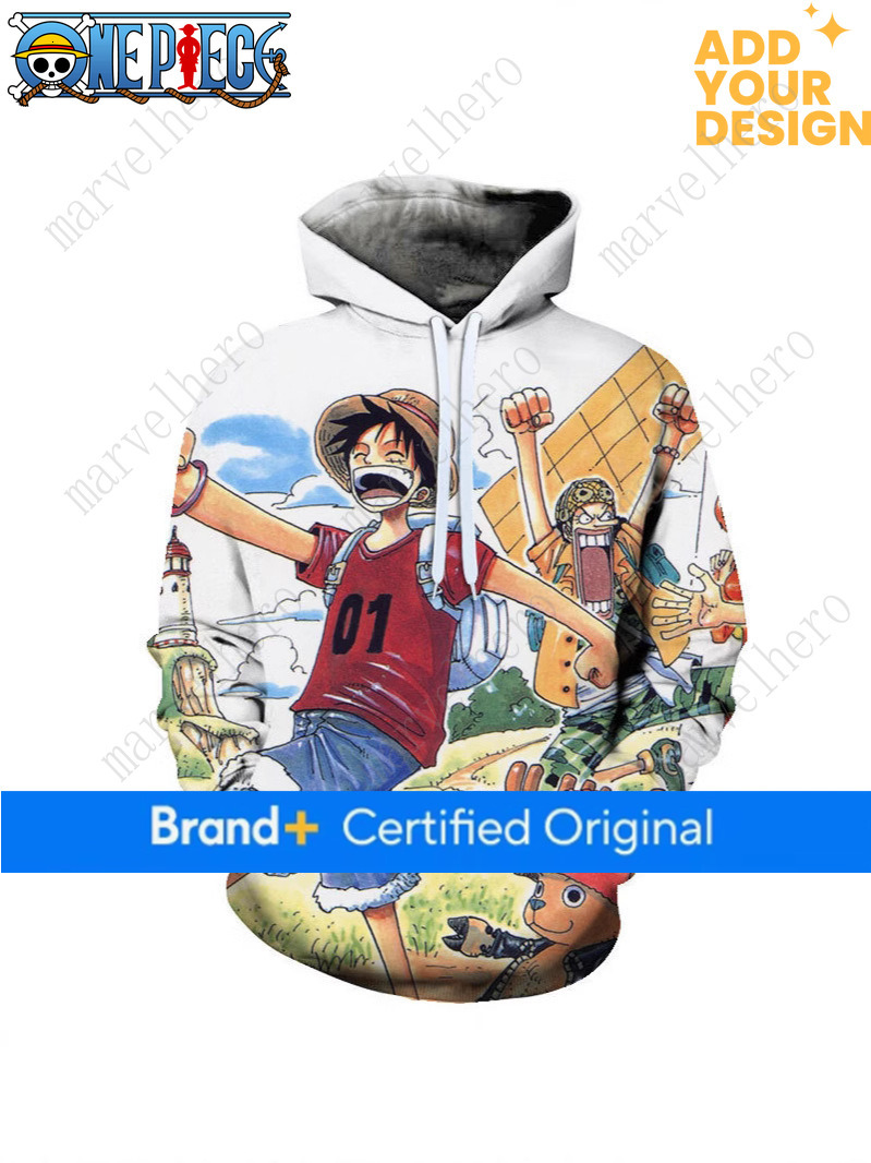 One Piece European American style hooded couple's spring autumn new round-neck men's and teen's One Piece anime 3D printed sweatshirt