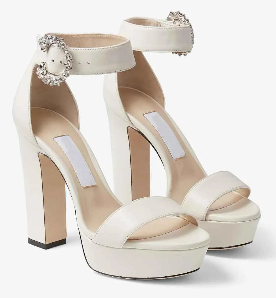 26s Summer Luxury Brands Mionne Platform Sandals Shoes For Women Crystal Buckle Block Heels Wedding Party Dress Lady Discount Footwear