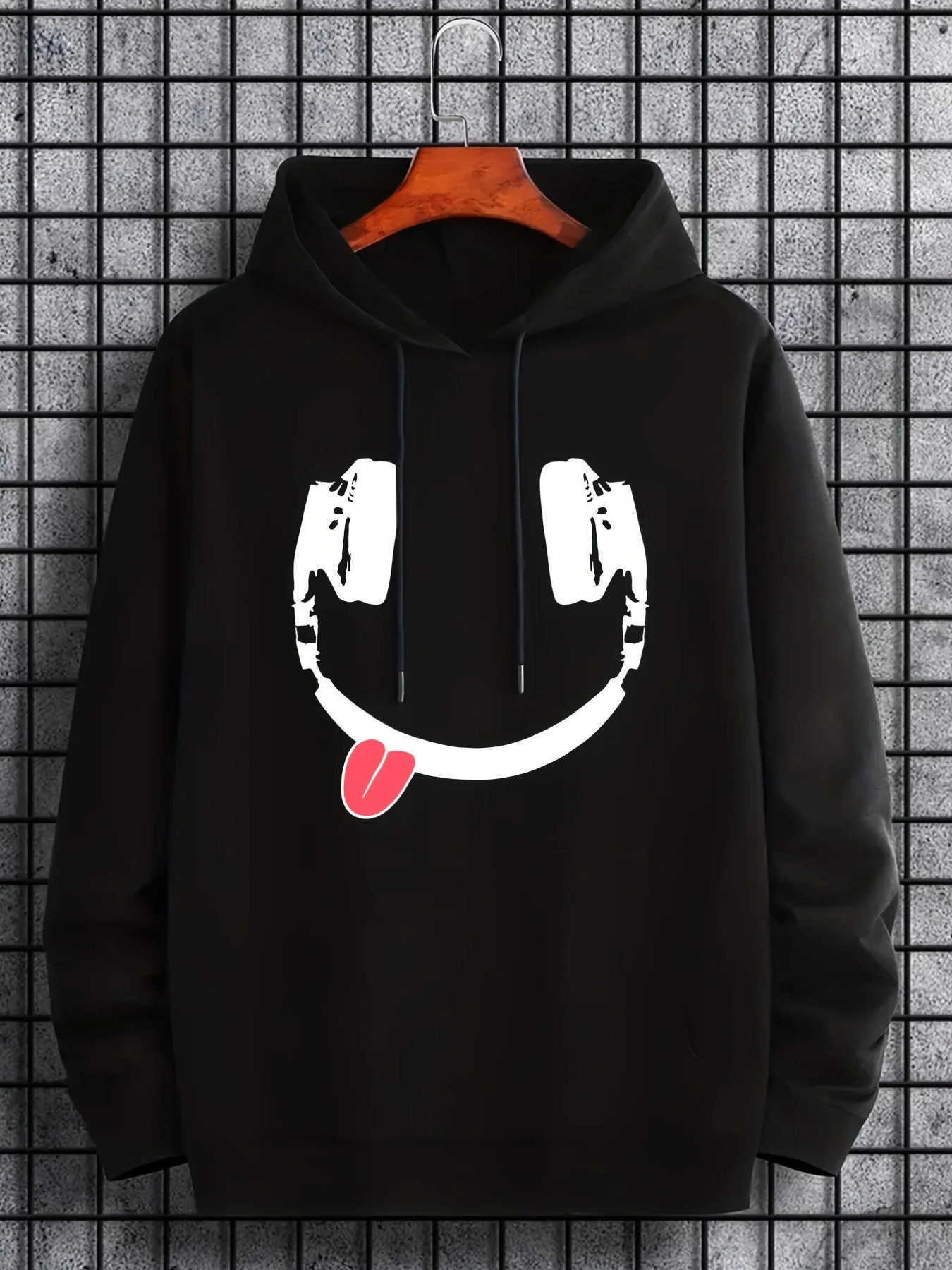 winter Men's Autumn Hoodies Sweatshirts hooded sweatshirt face headphones with fashionable print hip-hop casual suitable for both men and women