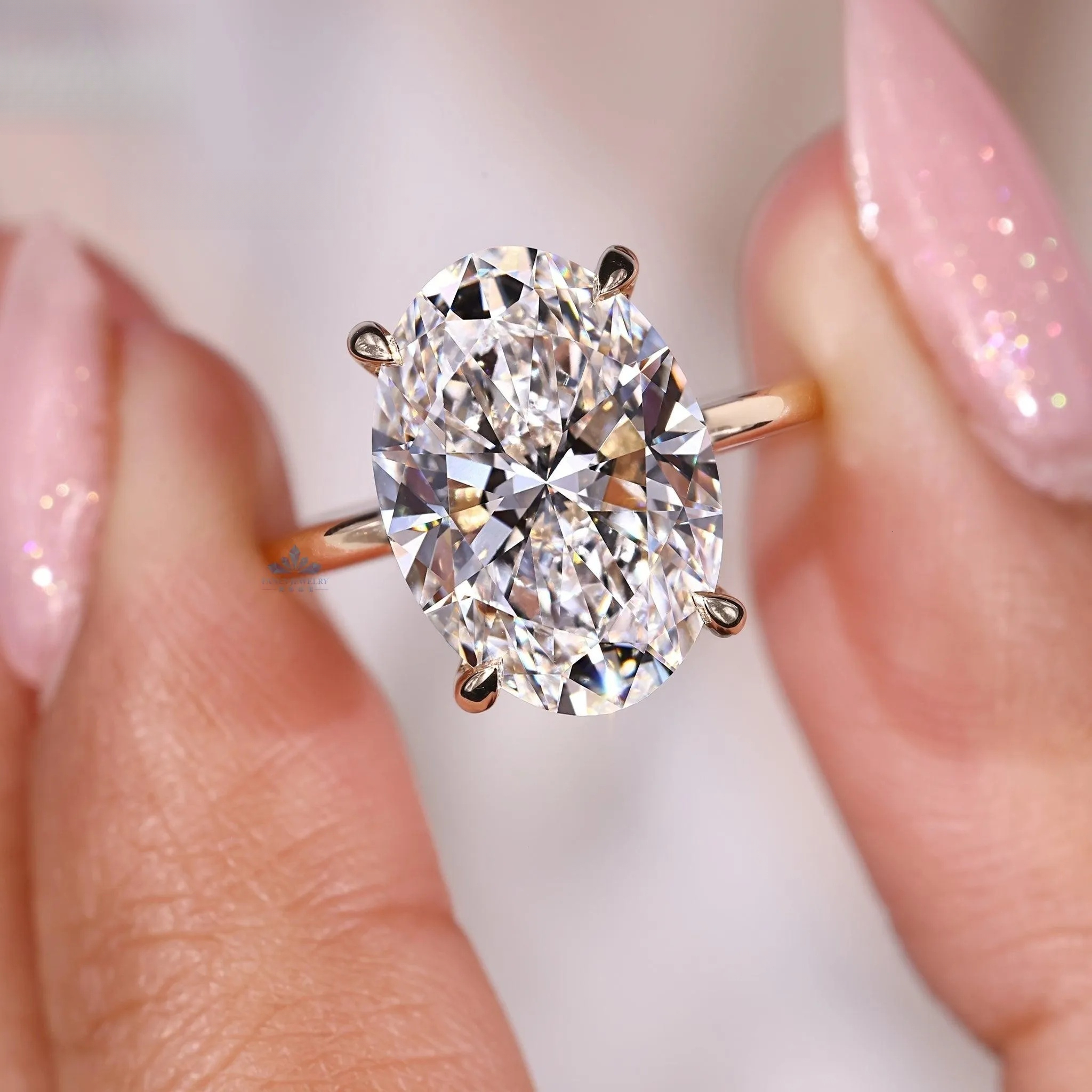 18K Classic Lab Grown Diamond Oval Engagement 1CT 5CT D Color IGI Certificates Solitaire Wedding Ring Women Fine Jewelry