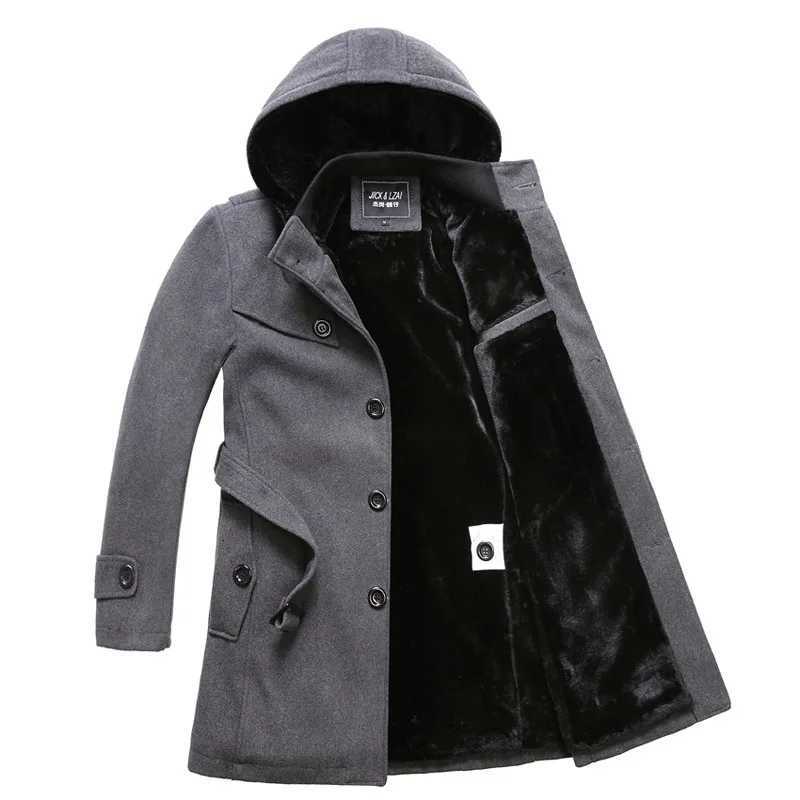 Fleece Blends Winter Men's Wool Tailored Thickening Warm Coat Slim Fit Trend Woolen Coat Plus Size Men Windbreaker Coat Men Clothing D2609211